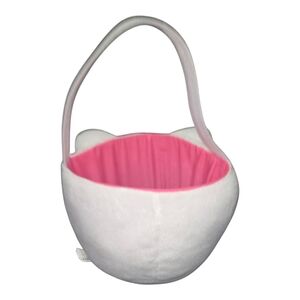 White and Pink Plush Basket